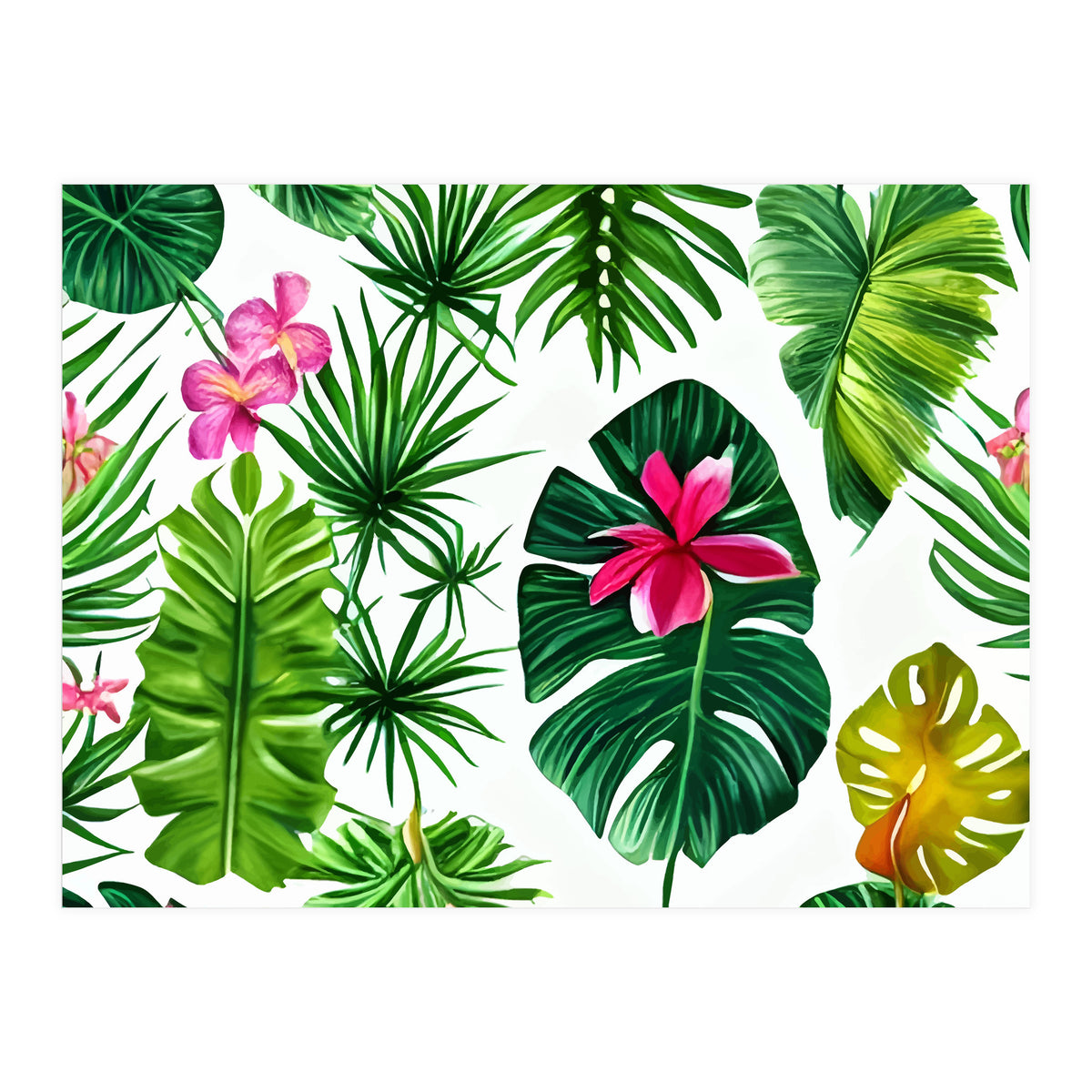 The Tropic, Banana Leaves Tropical Jungle Botanical, Palm Plants Monstera Nature, Bohemian Plants Floral (Print Only)