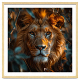 Close Up Majestic Lion Face Amidst Foliage thumbnail