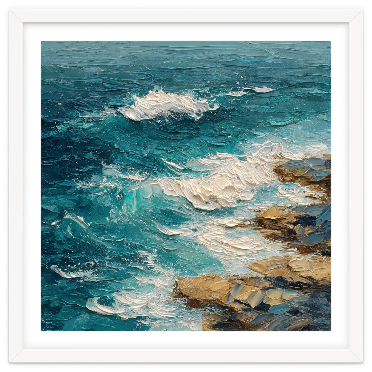 Dynamic Coastal Swell with Sculpted Turquoise Waves