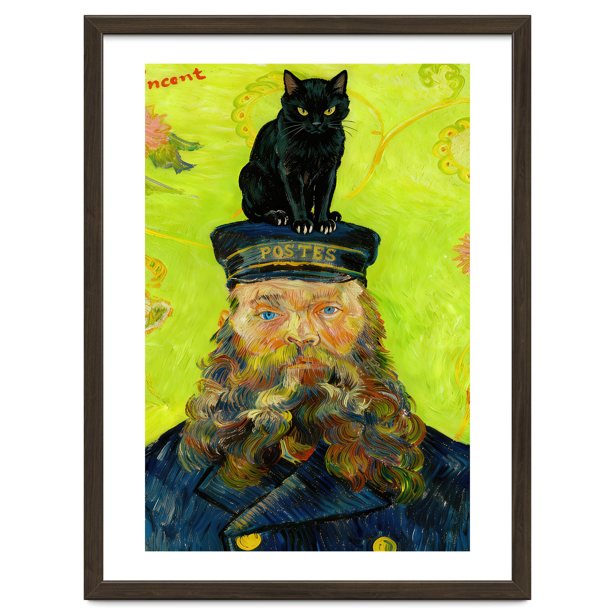 Black Cat on the Postman’s Hat, Van Gogh Inspired Painting