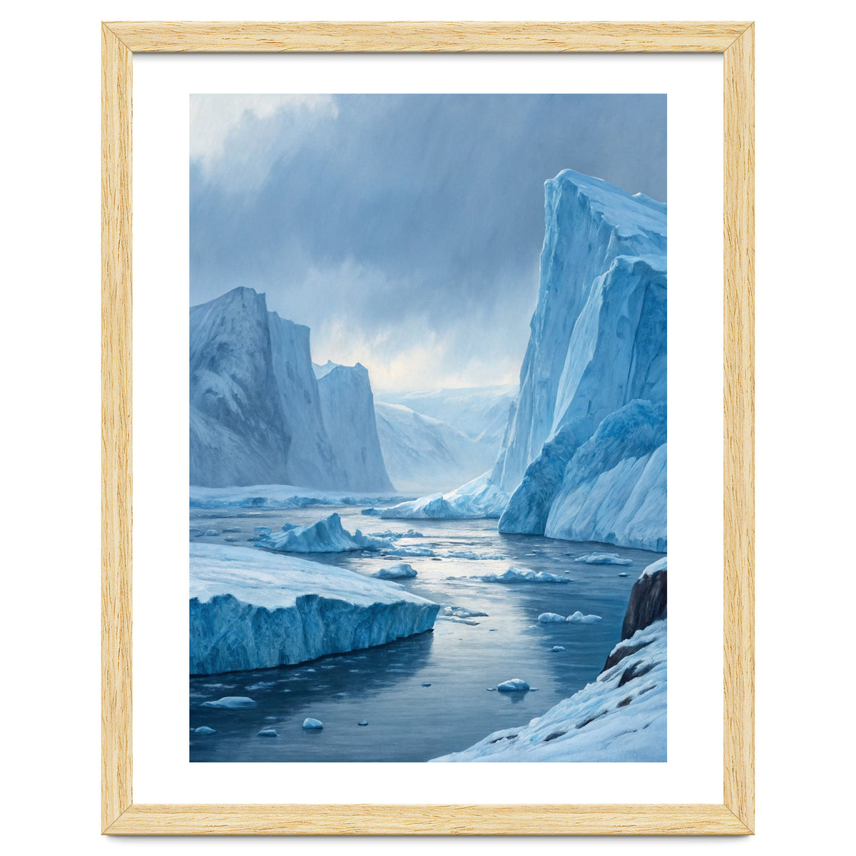 Majestic Arctic Icebergs and Glacial Valley