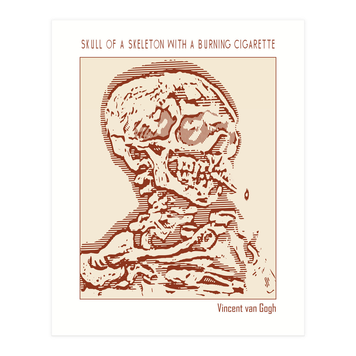 Skull Of A Skeleton With A Burning Cigarette (Print Only)