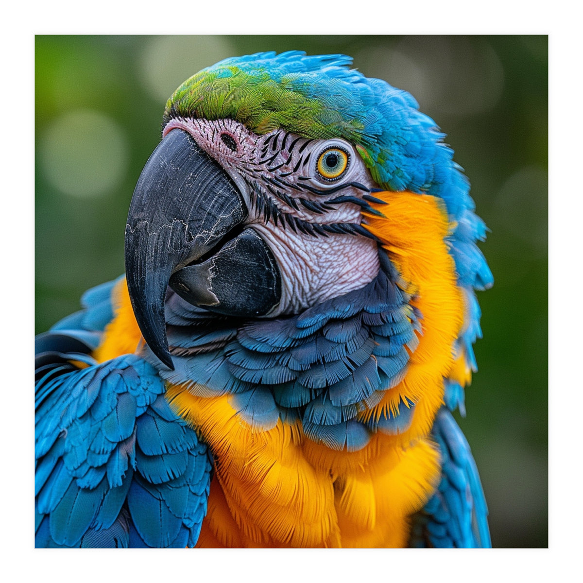 Close Up Blue And Yellow Macaw Parrot Face (Print Only)