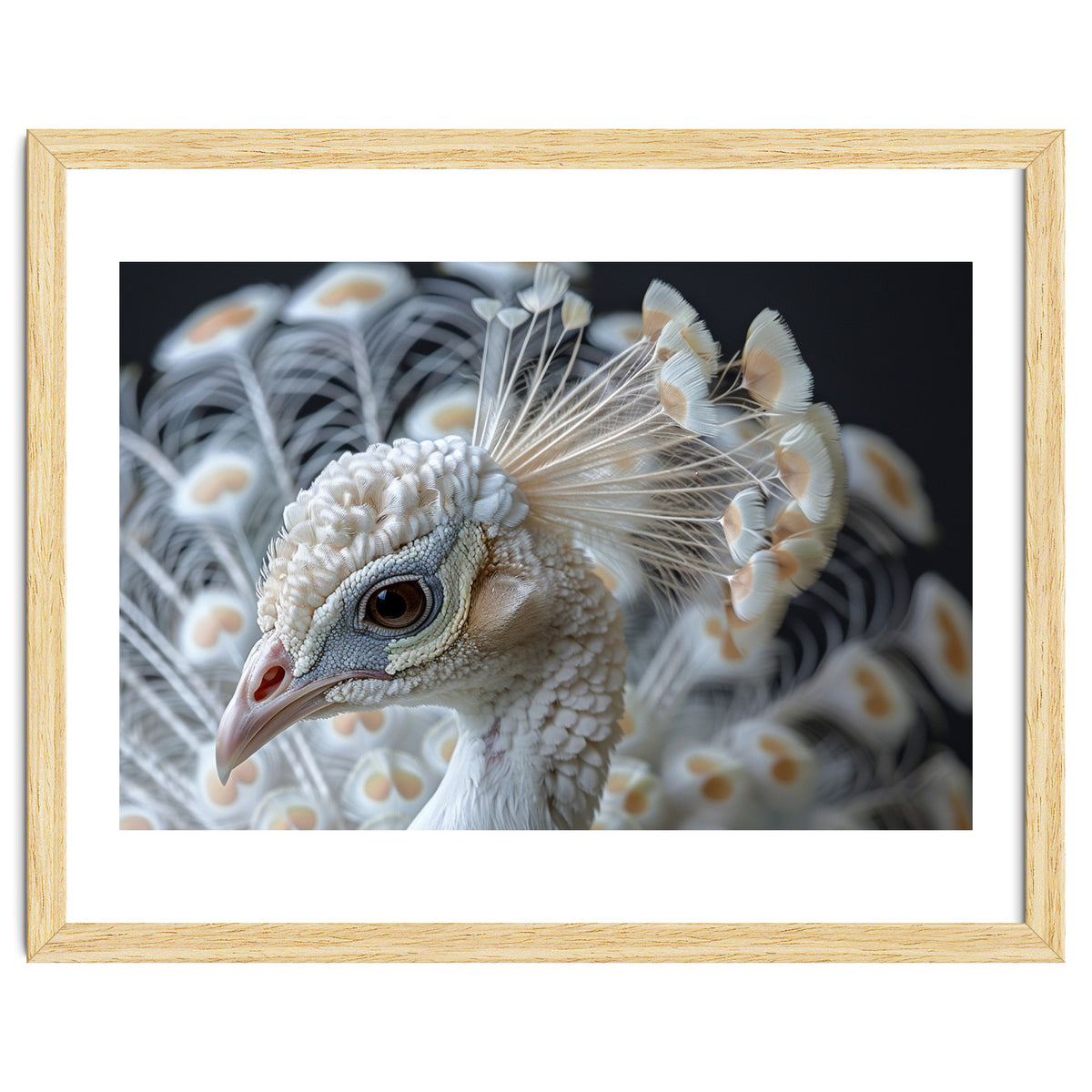 Close Up Albino Peacock Bird Portrait
