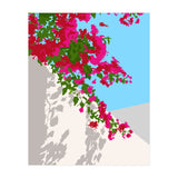 Bougainvillea Blossom, Greece Tropical Summer Travel, Santorini Architecture White Buildings Floral Nature Garden (Print Only) thumbnail