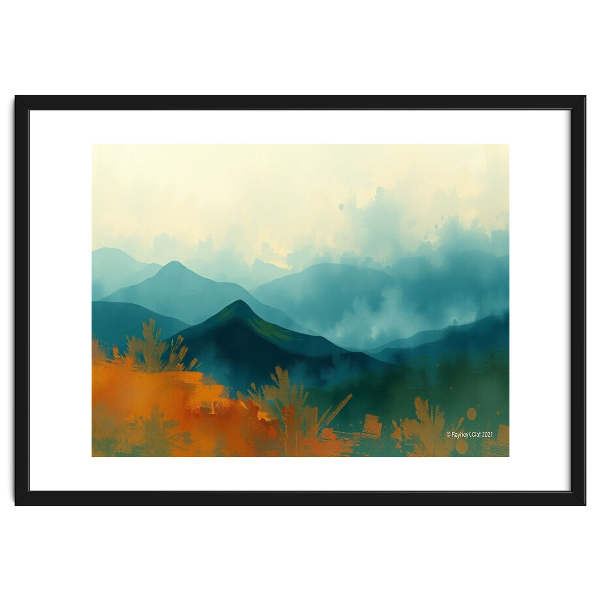 Long Title Misty Blue Mountain Range Landscape