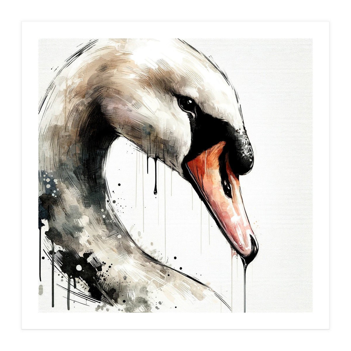 Watercolor Swan Portrait (Print Only)