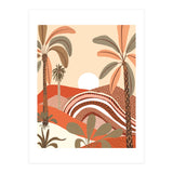 Epiphany, Pastel Rustic Sunrise Sunset, Bohemian Nature Landscape Illustration, Mountains Adventure Palm Trees (Print Only) thumbnail