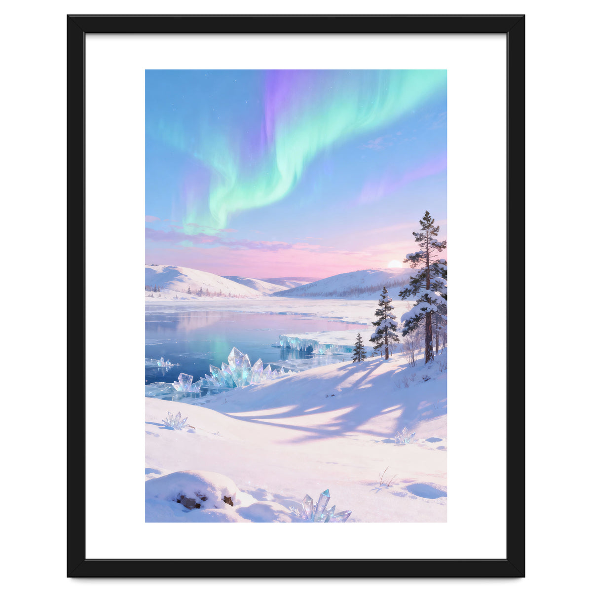Northern Lights, Aurora Sky, Arctic Landscape, Aurora borealis, Snow Fall