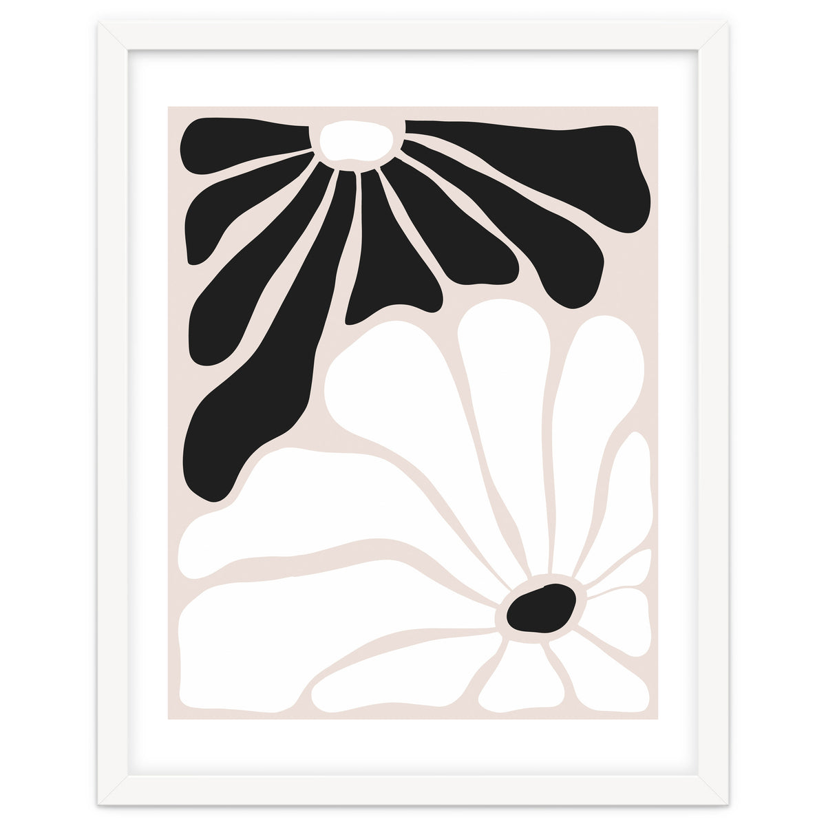 Floral Yin Yang, Scandinavian Nature Flowers Botanical Concept, Plants Blossom Positivity Neutral Minimalism