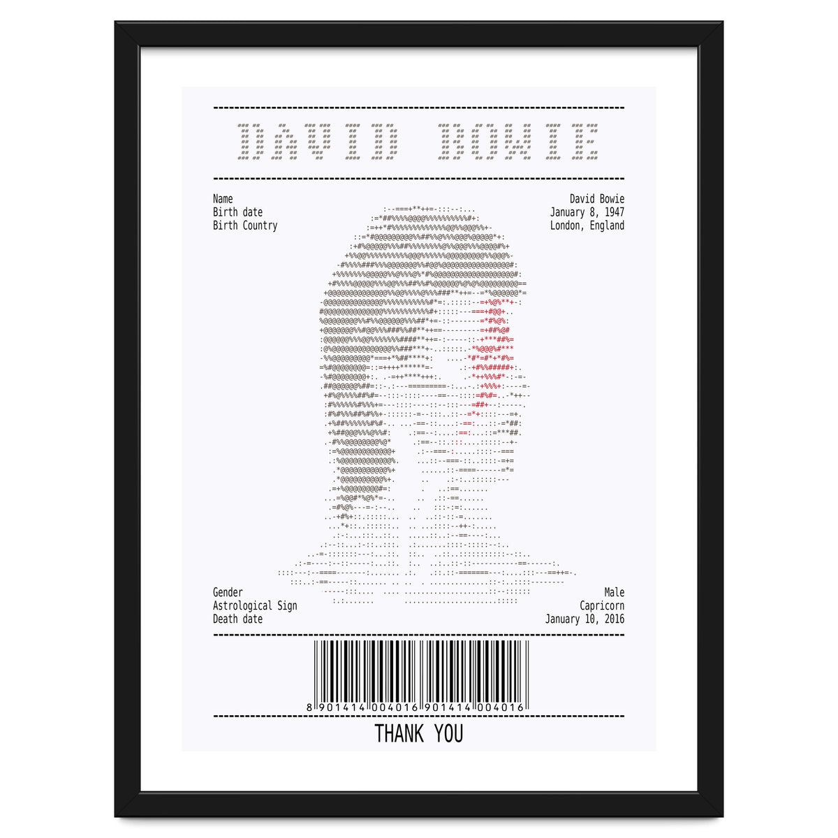Receipt Art David Bowie