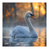 Beautiful Swan Floating On Water At Sunset (Print Only) thumbnail