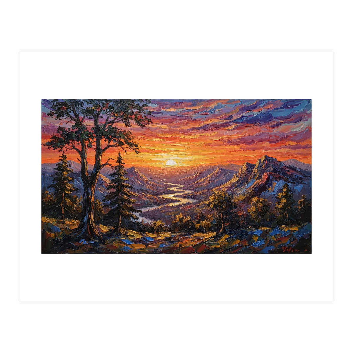 Sunset Over the Valley Peaks (Print Only)