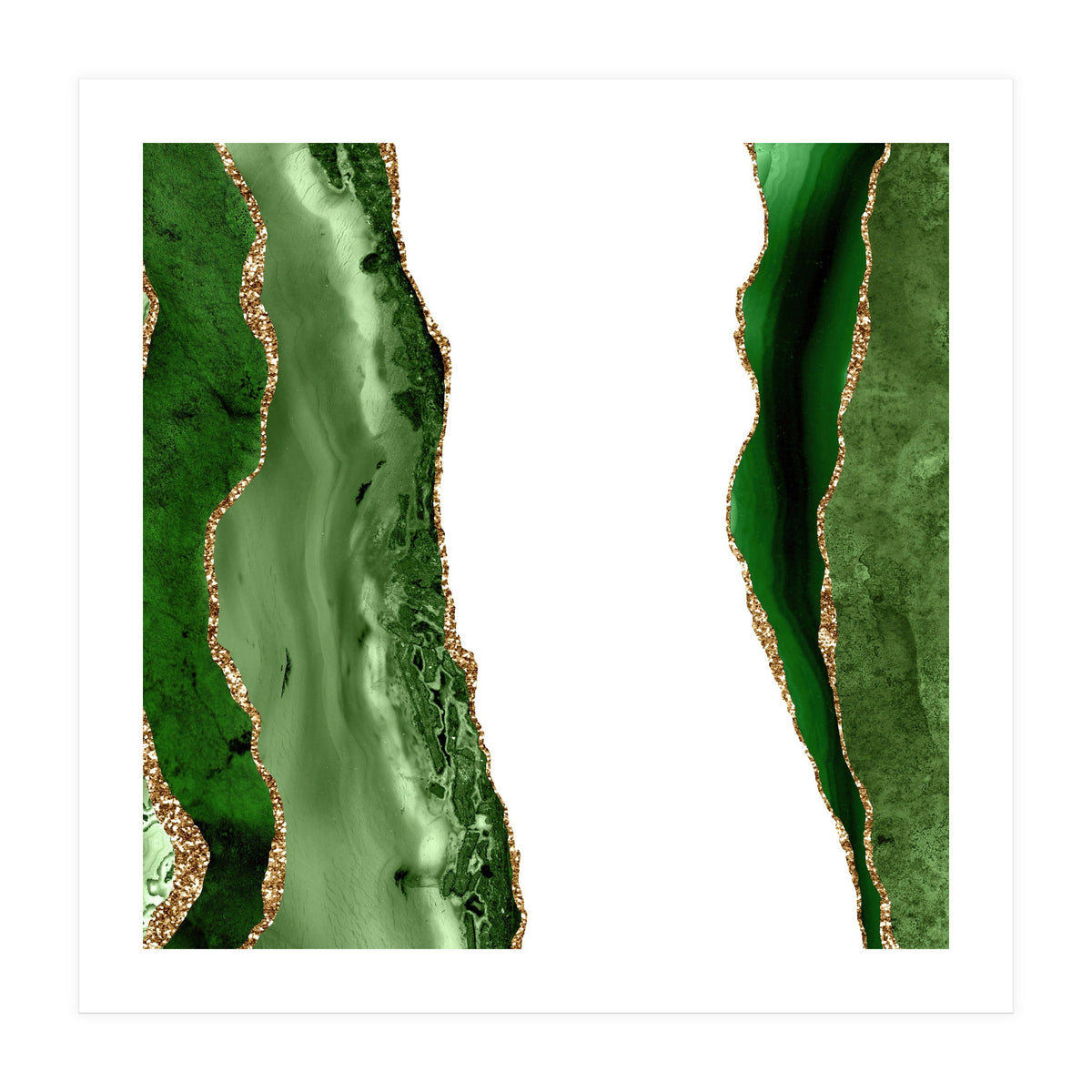 Green & Gold Agate Texture 20  (Print Only)