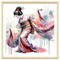 Geisha Dancer With Flowing Kimono