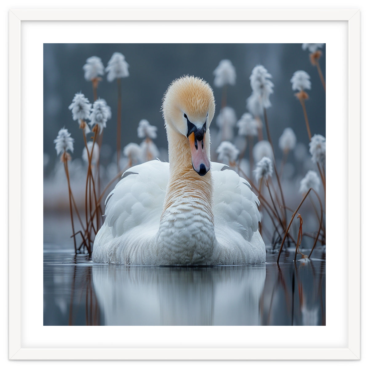 Swan Floating Serene On Calm Water