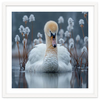 Swan Floating Serene On Calm Water