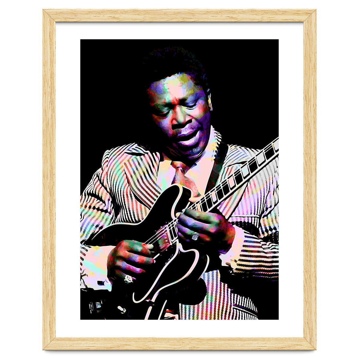 BB King. American Blues Guitarist in Colorful Art