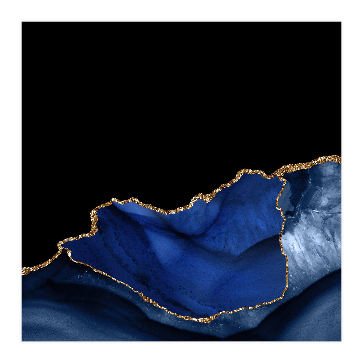 Navy & Gold Agate Texture 06  (Print Only)