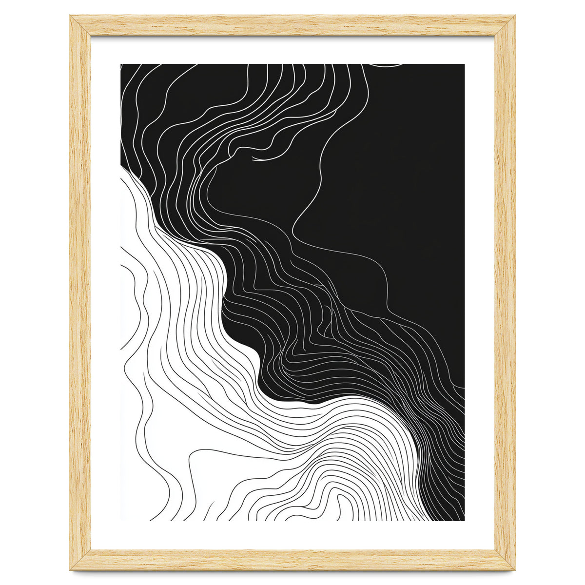 Abstract Black And White Wavy Lines Flowing