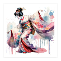 Geisha Dancer With Flowing Kimono (Print Only)