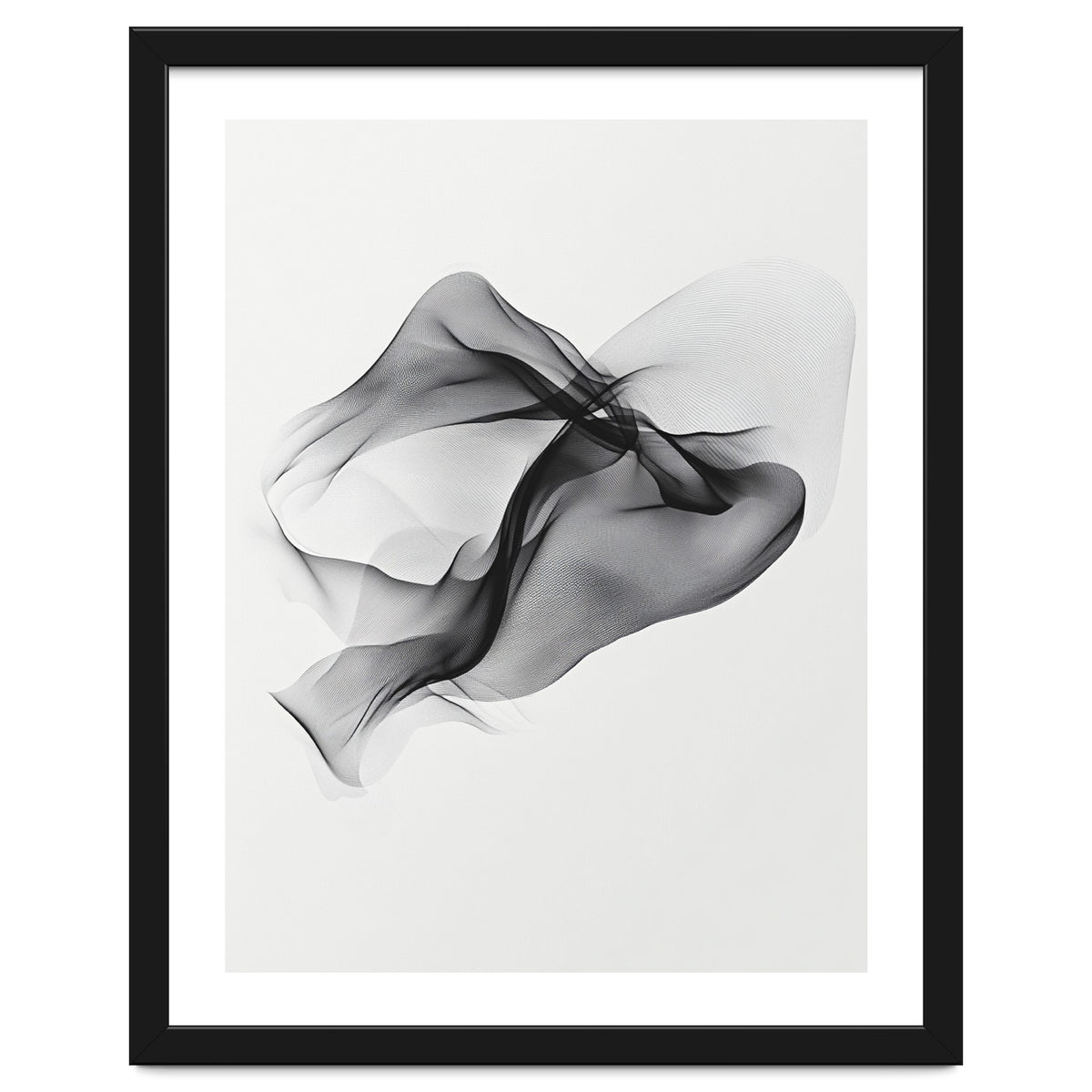 Abstract Black Flowing Fabric Wave