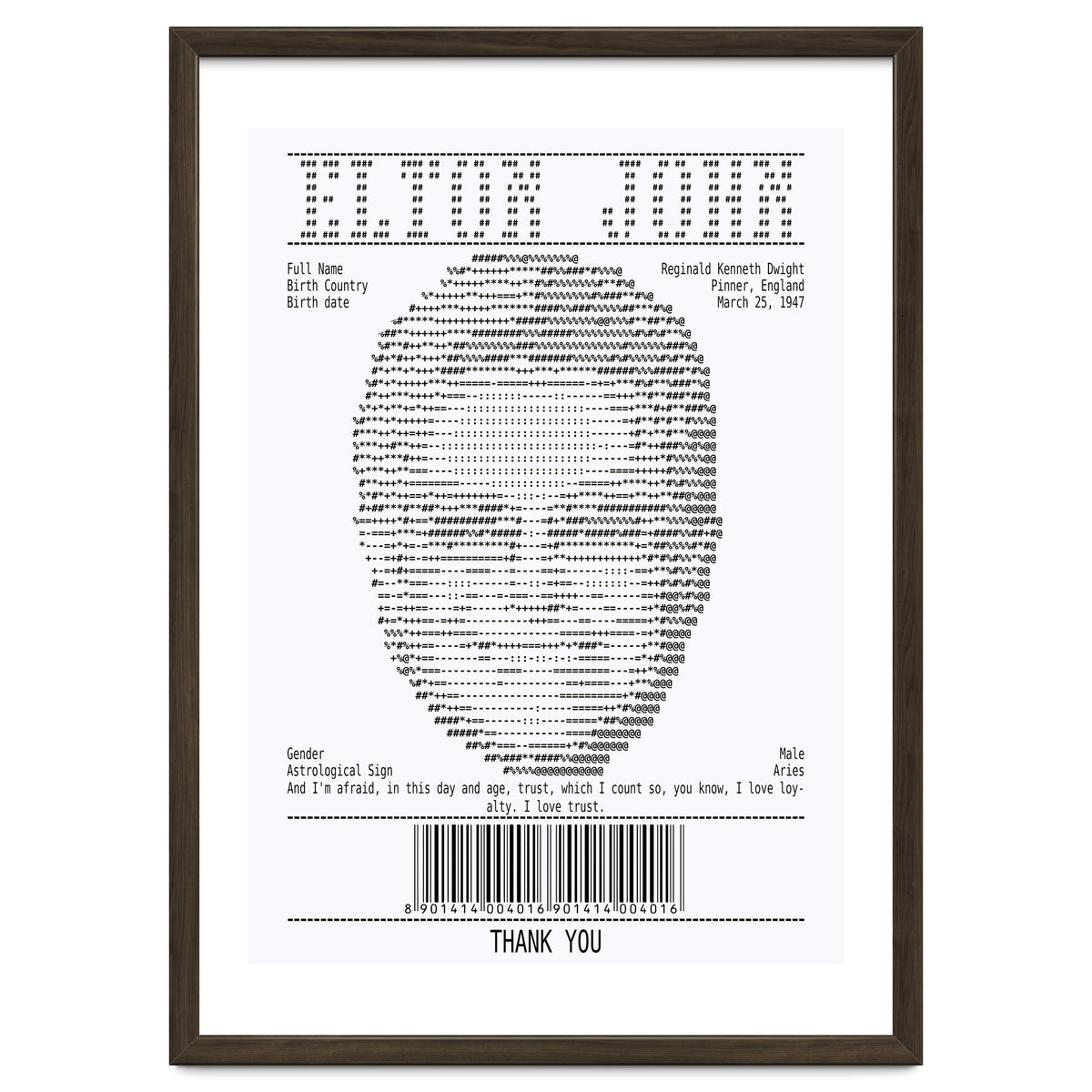 Receipt Art Elton John