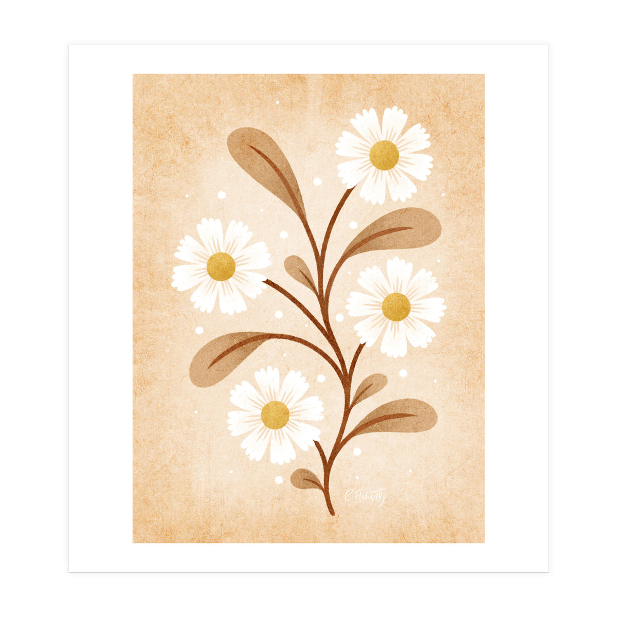 Vintage Beige Daisies (Print Only)