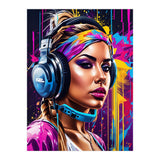 Girl In Headphones, Graffiti (Print Only) thumbnail