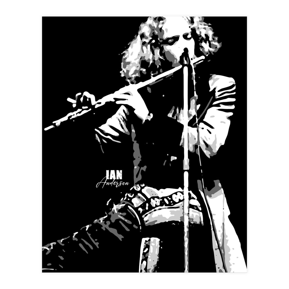 Ian Anderson British Musician Legend in Grayscale (Print Only)
