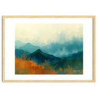 Long Title Misty Blue Mountain Range Landscape