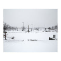 Baseball field covered in snow (Print Only)