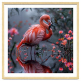 Elegant Flamingo Standing In Water Reflection thumbnail