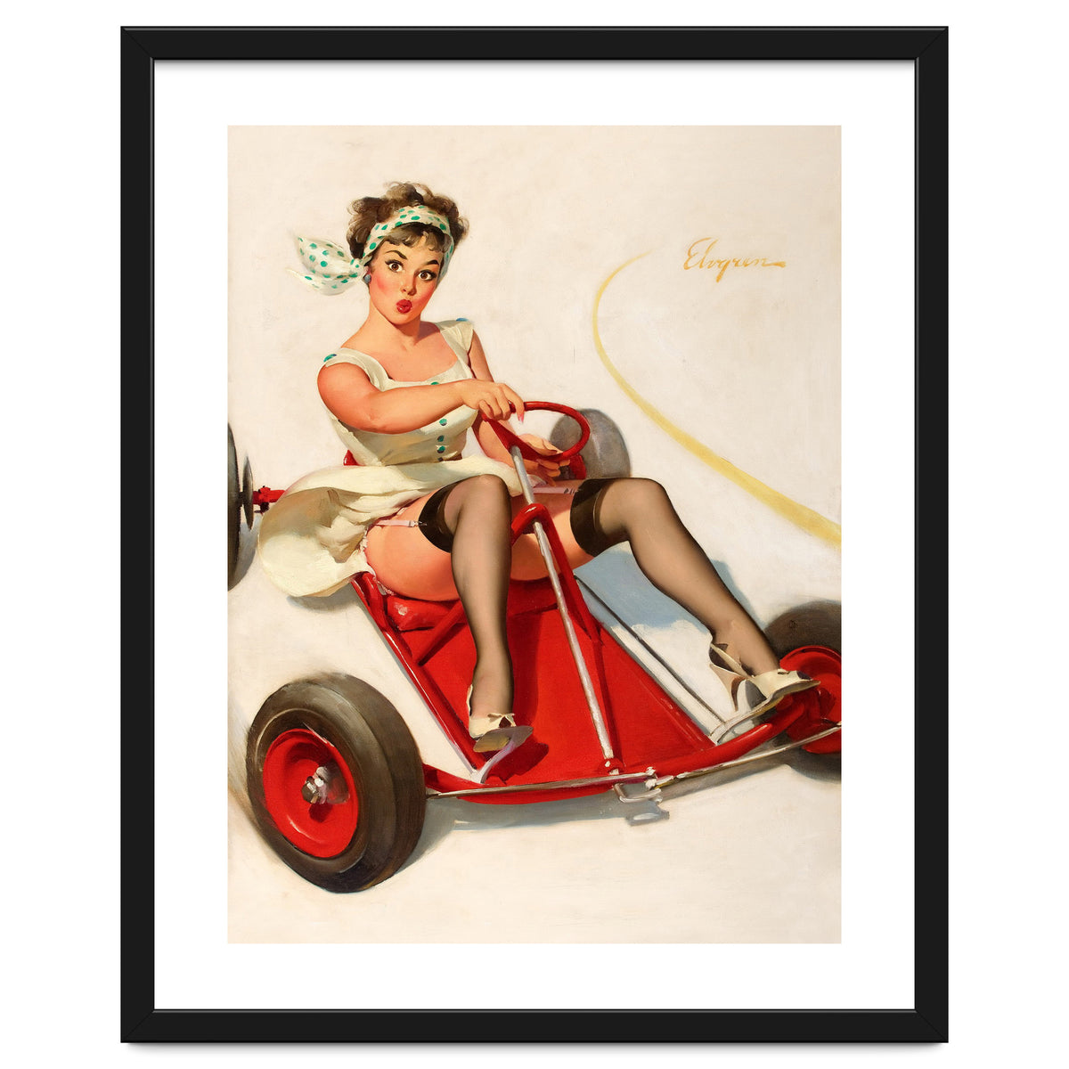 Pinup Sexy Girl On A Go Cart Car