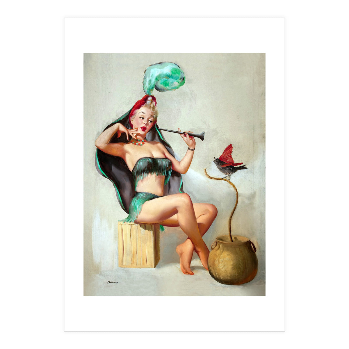 Pinup Sexy Girl Performing A Trick (Print Only)