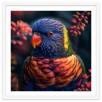 Vibrant Rainbow Lorikeet Parrot Close Up Portrait