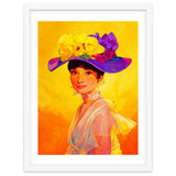 Audrey Hepburn Pop Art, Vibrant Floral Hat Portrait, Iconic Movie Star Illustration thumbnail