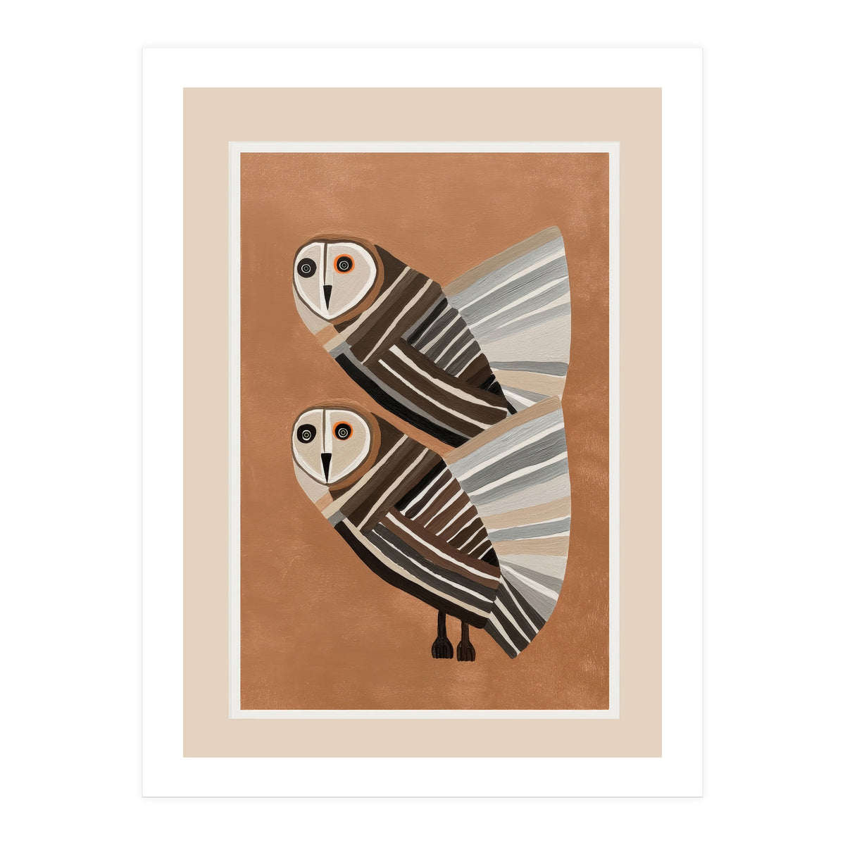 Striped Owl Pair (Print Only)