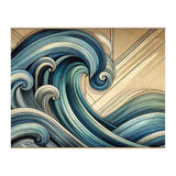 Art Deco Blue Ocean Waves (Print Only) thumbnail