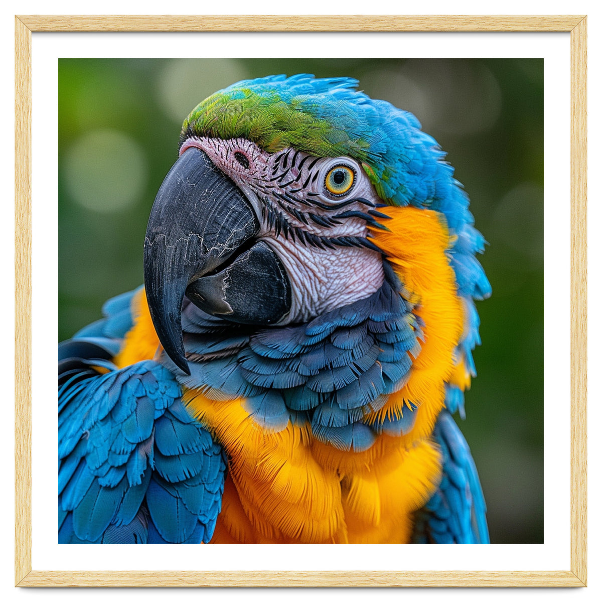 Close Up Blue And Yellow Macaw Parrot Face