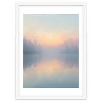 Misty Sunrise Over Pine Forest Lake