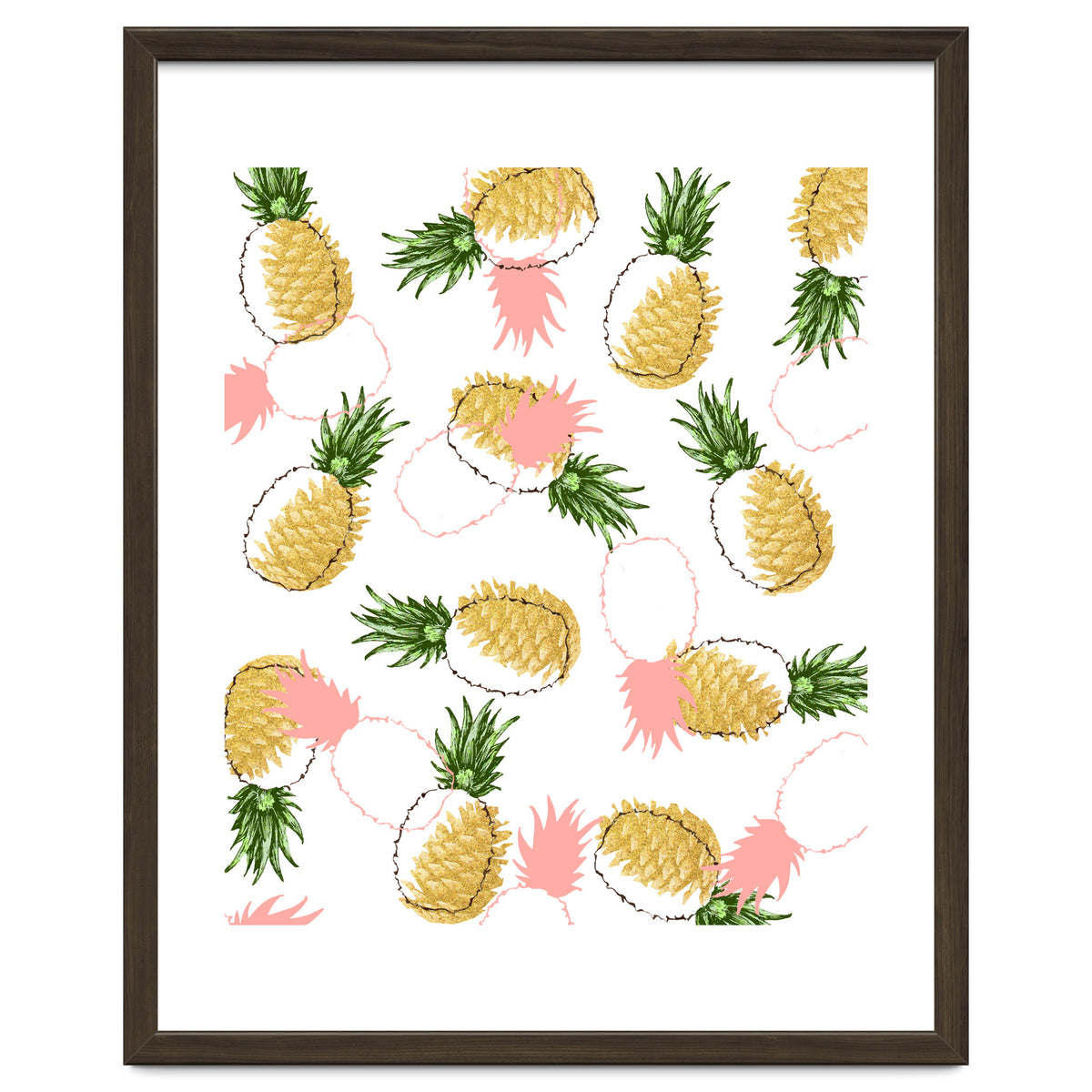Pineapples & Pine Cones, Eclectic Tropical Nature Illustration, Quirky Fun Fruit Food Graphic Design