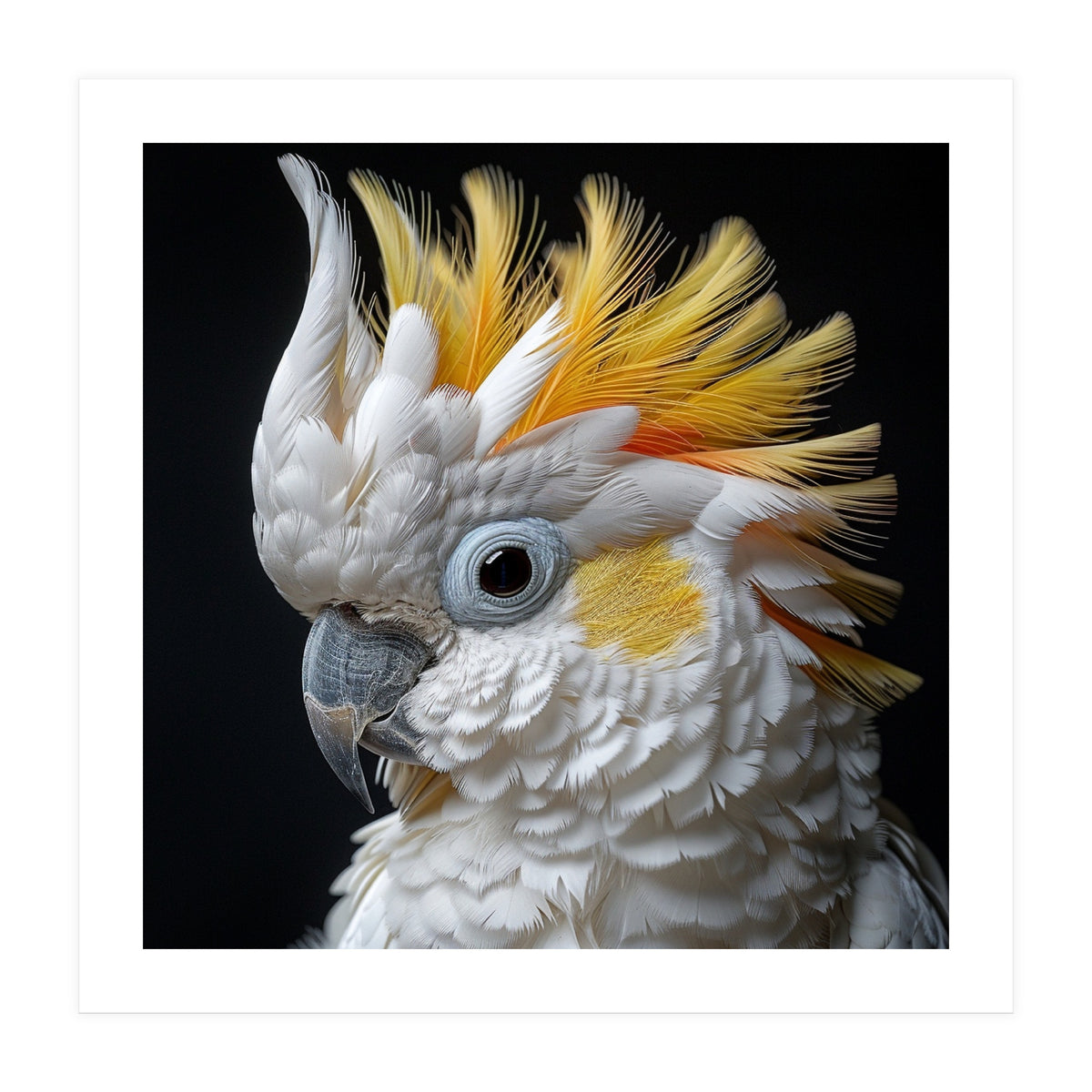 Close Up Cockatoo Portrait Yellow Crested Bird (Print Only)