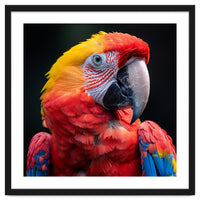 Scarlet Macaw Parrot Headshot Vibrant Colors