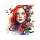Watercolor Floral Red Hair Woman #9 (Print Only) thumbnail