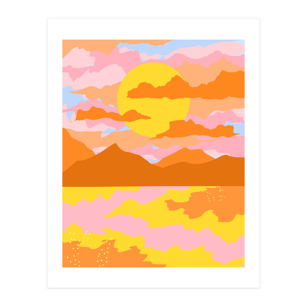 Colors Of The Sky, Sunset Sunrise Nature Landscape Illustration, Travel Adventure Bohemian Colorful (Print Only)