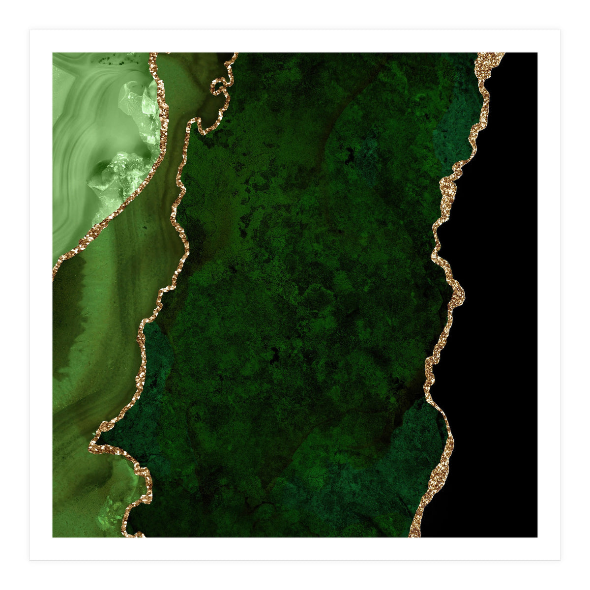 Green & Gold Agate Texture 15  (Print Only)