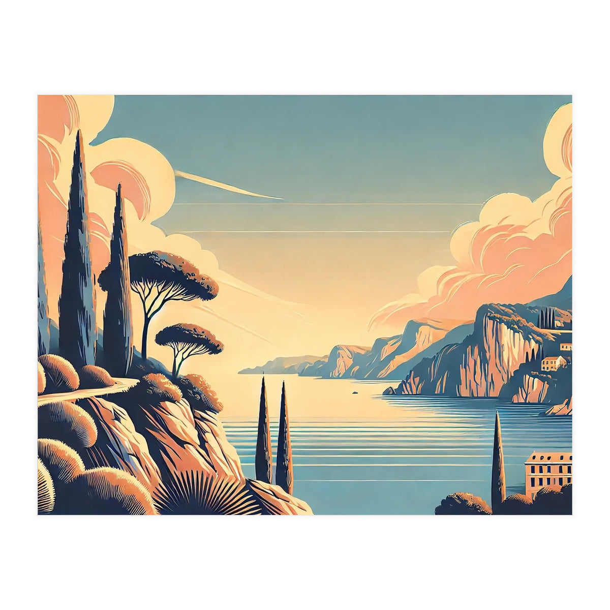 Vintage French Riviera Poster, France (Print Only)