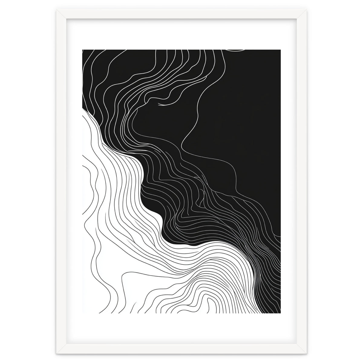 Abstract Black And White Wavy Lines Flowing