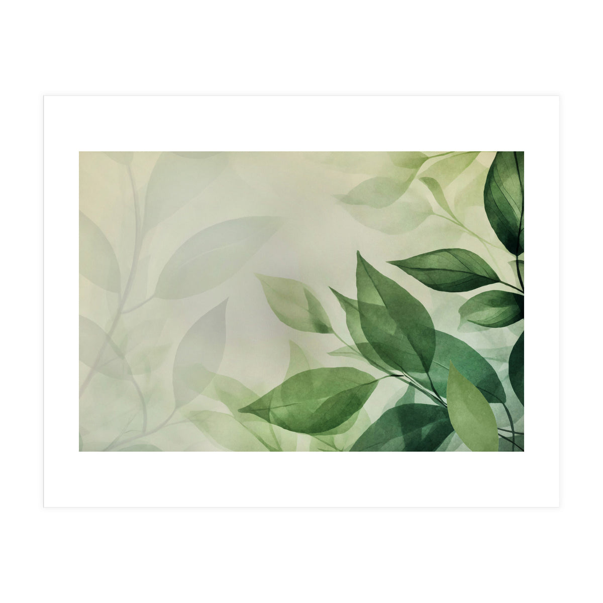 Botanical Serenity Green Leaves (Print Only)